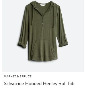 Market & Spruce soft knit Henley with hood